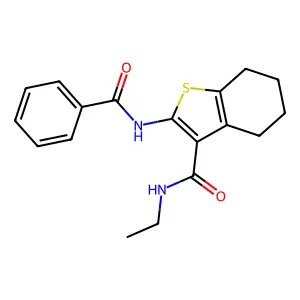 2-benzamido-N-ethyl-4,5,6,7-tetrahydro-1-benzothiophene-3-carboxamide structure