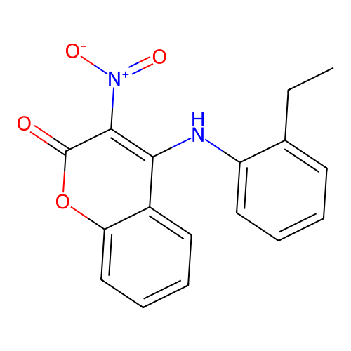 4-((2-ethylphenyl)amino)-3-nitro-2H-chromen-2-one structure