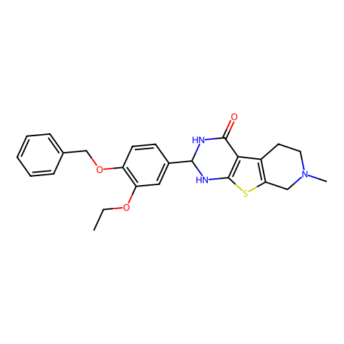 2-(4-(benzyloxy)-3-ethoxyphenyl)-7-methyl-2,3,5,6,7,8-hexahydropyrido[4',3':4,5]thieno[2,3-d]pyrimidin-4(1H)-one structure