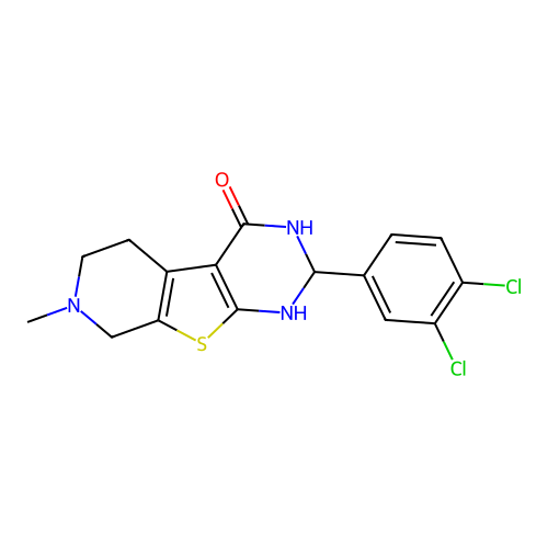 2-(3,4-dichlorophenyl)-7-methyl-2,3,5,6,7,8-hexahydropyrido[4',3':4,5]thieno[2,3-d]pyrimidin-4(1H)-one structure