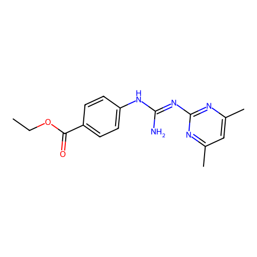 Ethyl 4-(3-(4,6-dimethylpyrimidin-2-yl)guanidino)benzoate structure