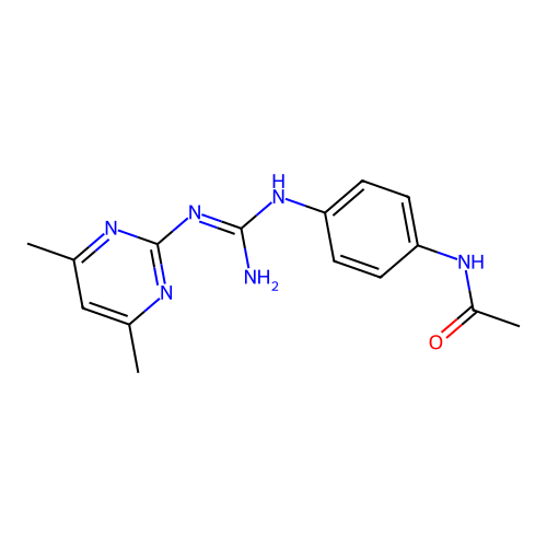 N-[4-({[(4,6-dimethylpyrimidin-2-yl)amino]iminomethyl}amino)phenyl]acetamide structure