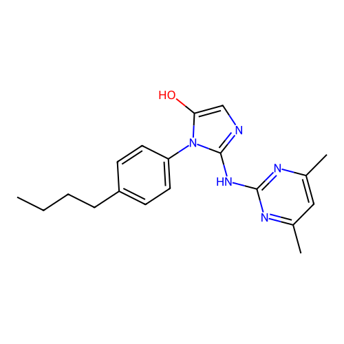 1-(4-butylphenyl)-2-[(4,6-dimethylpyrimidin-2-yl)amino]-1H-imidazol-5-ol structure