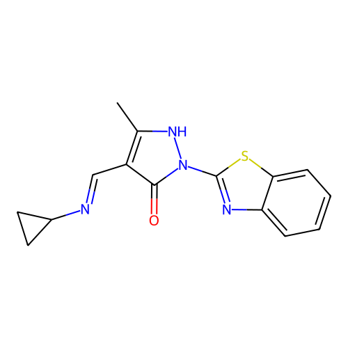 (4Z)-2-(1,3-Benzothiazol-2-yl)-4-[(cyclopropylamino)methylene]-5-methyl-2,4-dihydro-3H-pyrazol-3-one structure