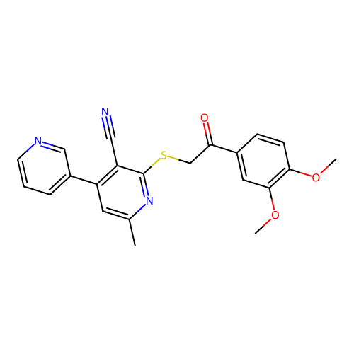 2-[2-(3,4-dimethoxyphenyl)-2-oxoethylthio]-6-methyl-4-(3-pyridyl)pyridine-3-ca rbonitrile structure
