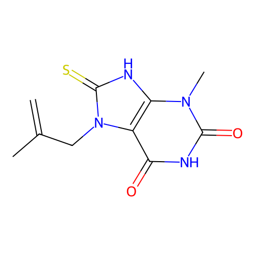 3-Methyl-7-(2-methylprop-2-enyl)-8-sulfanyl-1,3,7-trihydropurine-2,6-dione structure