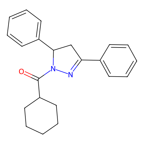 cyclohexyl(3,5-diphenyl-4,5-dihydro-1H-pyrazol-1-yl)methanone structure