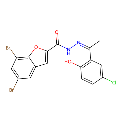 5,7-dibromo-N'-[(1E)-1-(3-chloro-6-oxocyclohexa-2,4-dien-1-y structure