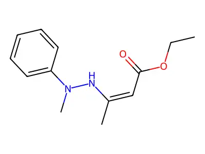Ethyl (Z)-3-(N'-methyl-N'-phenylhydrazino)-2-butanoate structure