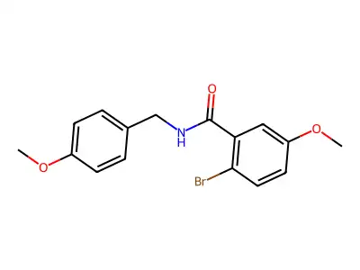 2-bromo-5-methoxy-N-[(4-methoxyphenyl)methyl]benzamide structure