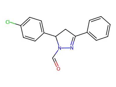 5-(4-chlorophenyl)-3-phenyl-4,5-dihydro-1H-pyrazole-1-carbaldehyde structure