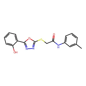 2-((5-(2-Hydroxyphenyl)-1,3,4-oxadiazol-2-yl)thio)-N-(m-tolyl)acetamide structure