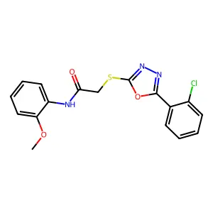 2-((5-(2-Chlorophenyl)-1,3,4-oxadiazol-2-yl)thio)-N-(2-methoxyphenyl)acetamide structure
