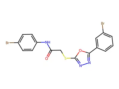 N-(4-bromophenyl)-2-{[5-(3-bromophenyl)-1,3,4-oxadiazol-2-yl]thio}acetamide structure