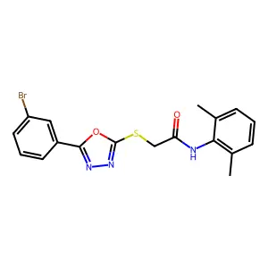 2-[[5-(3-Bromophenyl)-1,3,4-oxadiazol-2-yl]thio]-N-(2,6-dimethylphenyl)acetamide structure