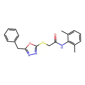 2-[(5-benzyl-1,3,4-oxadiazol-2-yl)sulfanyl]-N-(2,6-dimethylphenyl)acetamide structure