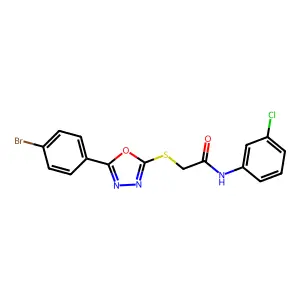 2-((5-(4-Bromophenyl)-1,3,4-oxadiazol-2-yl)thio)-N-(3-chlorophenyl)acetamide structure