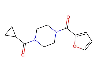 1-CYCLOPROPANECARBONYL-4-(FURAN-2-CARBONYL)PIPERAZINE structure