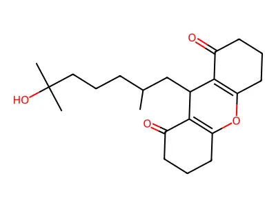 9-(6-hydroxy-2,6-dimethylheptyl)-3,4,5,6,7,9-hexahydro-2H-xanthene-1,8-dione structure