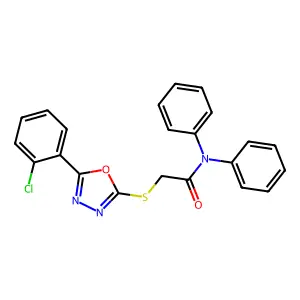 2-((5-(2-Chlorophenyl)-1,3,4-oxadiazol-2-yl)thio)-N,N-diphenylacetamide structure