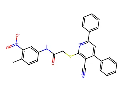 2-((3-Cyano-4,6-diphenylpyridin-2-yl)thio)-N-(4-methyl-3-nitrophenyl)acetamide structure