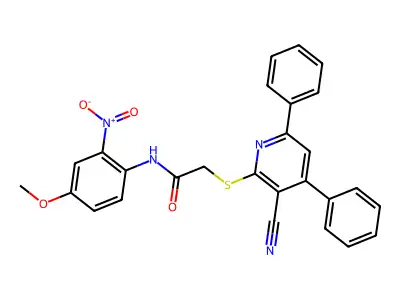 2-((3-Cyano-4,6-diphenylpyridin-2-yl)thio)-N-(4-methoxy-2-nitrophenyl)acetamide structure