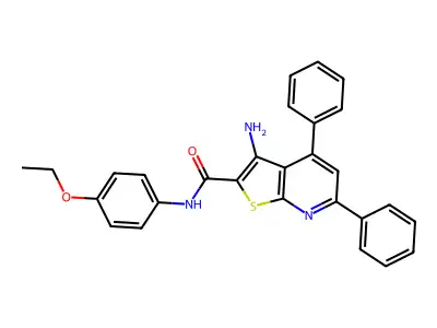 3-amino-N-(4-ethoxyphenyl)-4,6-diphenylthieno[2,3-b]pyridine-2-carboxamide structure