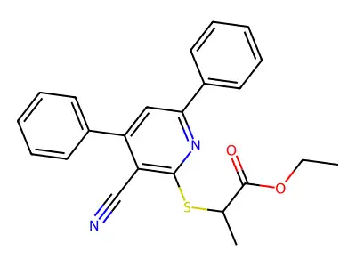 Ethyl 2-[(3-cyano-4,6-diphenylpyridin-2-yl)sulfanyl]propanoate structure