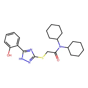 N,N-Dicyclohexyl-2-((3-(2-hydroxyphenyl)-1H-1,2,4-triazol-5-yl)thio)acetamide structure