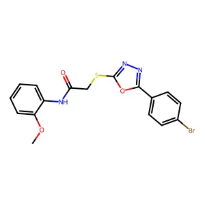 2-((5-(4-Bromophenyl)-1,3,4-oxadiazol-2-yl)thio)-N-(2-methoxyphenyl)acetamide structure