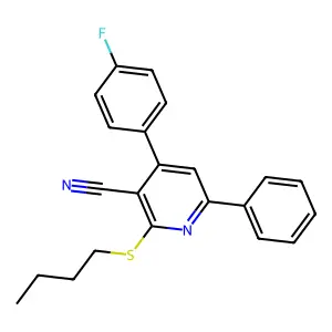 2-(Butylsulfanyl)-4-(4-fluorophenyl)-6-phenylnicotinonitrile structure