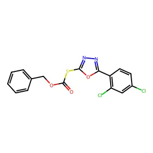 O-benzyl S-(5-(2,4-dichlorophenyl)-1,3,4-oxadiazol-2-yl) carbonothioate structure