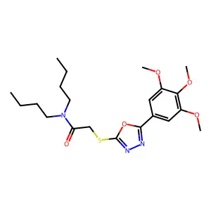 N,N-dibutyl-2-{[5-(3,4,5-trimethoxyphenyl)-1,3,4-oxadiazol-2-yl]sulfanyl}acetamide structure