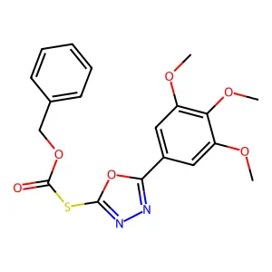 O-benzyl S-(5-(3,4,5-trimethoxyphenyl)-1,3,4-oxadiazol-2-yl) carbonothioate structure