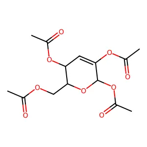 alpha-D-erythro-Hex-2-enopyranose, 3-deoxy-, tetraacetate structure