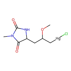 Mercury, chloro((3-(2,4-dioxo-3-methyl-5-imidazolidinyl)-2-methoxy)propyl)- structure