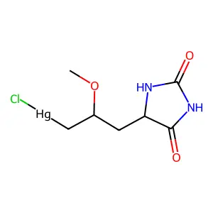 Mercury, chloro((3-(2,4-dioxo-5-imidazolidinyl)-2-methoxy)propyl)- structure
