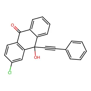 3-Chloro-10-hydroxy-10-(2-phenylethynyl)anthracen-9-one structure