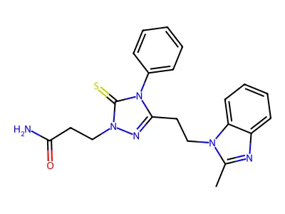 4,5-Dihydro-3-[2-(2-methyl-1H-benzimidazol-1-yl)ethyl]-4-phenyl-5-thioxo-1H-1,2,4-triazole-1-propanamide structure