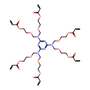 2-[[[4,6-bis[bis(2-prop-2-enoyloxyethoxymethyl)amino]-1,3,5-triazin-2-yl]-(2-prop-2-enoyloxyethoxymethyl)amino]methoxy]ethyl prop-2-enoate structure