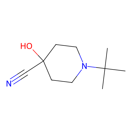 1-Tert-butyl-4-hydroxypiperidine-4-carbonitrile structure