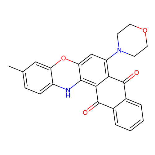 3-methyl-7-morpholino-8H-naphtho[2,3-a]phenoxazine-8,13(14H)-dione structure