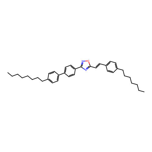 5-[(E)-2-(4-heptylphenyl)ethenyl]-3-(4'-octylbiphenyl-4-yl)-1,2,4-oxadiazole structure