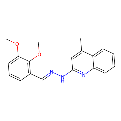 (E)-2-(2-(2,3-dimethoxybenzylidene)hydrazinyl)-4-methylquinoline structure