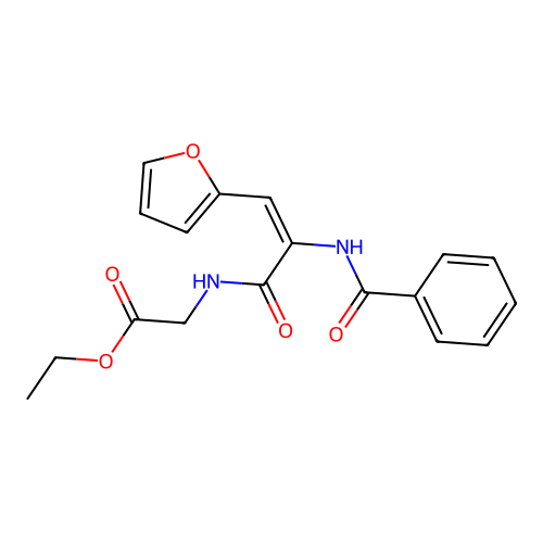 (E)-ethyl 2-(2-benzamido-3-(furan-2-yl)acrylamido)acetate structure