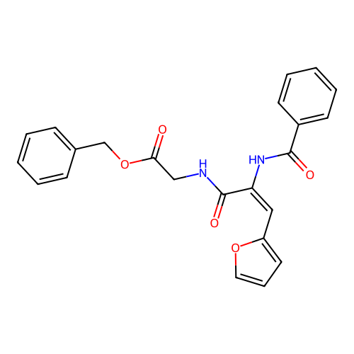 (E)-benzyl 2-(2-benzamido-3-(furan-2-yl)acrylamido)acetate structure