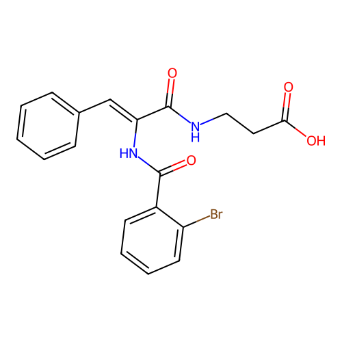(Z)-3-(2-(2-bromobenzamido)-3-phenylacrylamido)propanoic acid structure
