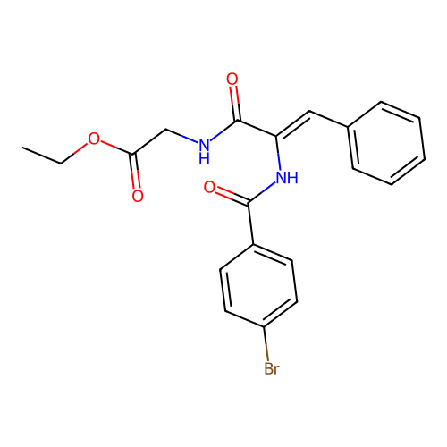 (Z)-ethyl 2-(2-(4-bromobenzamido)-3-phenylacrylamido)acetate structure