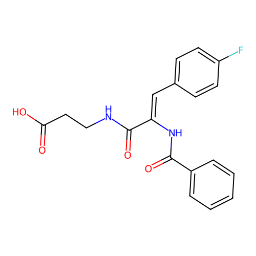 N-[2-(benzoylamino)-3-(4-fluorophenyl)acryloyl]-beta-alanine structure