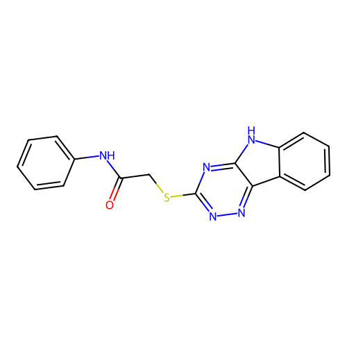 2-((5H-[1,2,4]Triazino[5,6-b]indol-3-yl)thio)-N-phenylacetamide structure